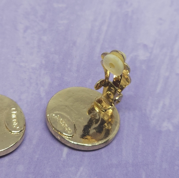 Chico's Circular Clip-On Earrings Gold Tone & Abalone - Picture 5 of 7